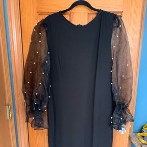 Black Shein 2XL dress with sheer pearl sleeve
